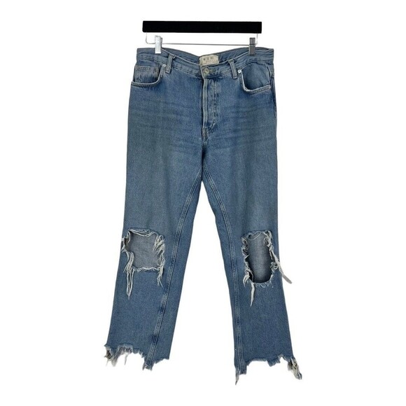 Free People x We The Free Womens Size 27 Maggie Distressed Straight Jean - Picture 1 of 7